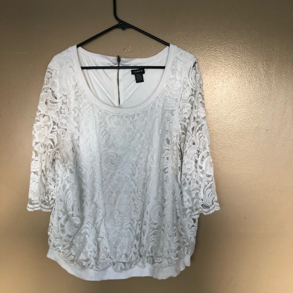 White lace torrid blouse